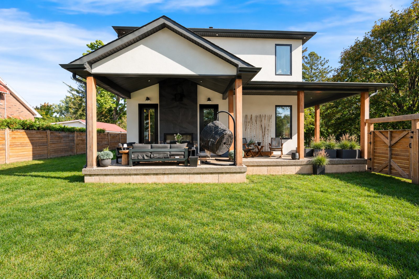 Backyard and covered terrace